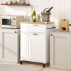 Rolling Kitchen Island with Trash Can Storage, Kitchen Island on Wheels with Spice & Rack, Drawer for Kitchen, White