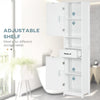 Modern Bathroom Cabinet, Narrow Bathroom Vanities with Open Shelf Drawer Recessed Doors and Adjustable Shelves White