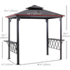 Outdoor Hardtop Grill Gazebo Cooking BBQ Canopy w/ 6 Hooks for Utensils and Double Vented PC Roof, Coffee