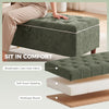 Storage Ottoman Bench, Linen-Look Upholstered Seat, 264 LBS Capacity, End of Bed Bench, Green