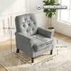 Accent Chair, Mid-Century Modern Armchair with Thick Padded Seat, Spring Cushion, Solid Wood Legs