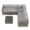 4 Pieces Rattan Wicker Outdoor Conversation Furniture Set w/ Corner Sofa Loveseats Coffee Table Cushions