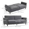 Convertible Bed with Couch, Button Tufted Fabric Sofa Bed with Adjustable Back for Living Room