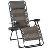 Wicker Folding Lounge Chair with Adjustable Backrest, Rattan Recliner Chair with Headrest & Side Table Tray, Grey