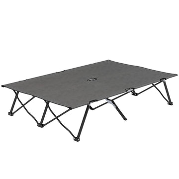 Two Person Folding Camping Cot Outdoor Portable Double Cot with Carrying Bag 76