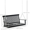 2-Seater Patio Swing Chair, Fir Wooden Porch Swing with Slatted Design, Hanging Chains for Outdoor, Garden, Black
