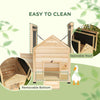 Duck Coop, Wooden Duck House with Openable Roof & Double Doors, Natural Wood