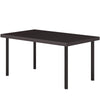 Metal Outdoor Side Table, Rectangle Patio Coffee Table with Woodgrain Tabletop for Outside Garden, Brown