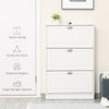 Shoe Cabinet with 3 Flip Drawers, Narrow Shoe Storage Cabinet, Holds 12 Pairs for Entryway, Hallway, White