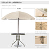 6 Pieces Outdoor Dining Set for 4 with Umbrella Patio Outdoor Furniture Set with Round Table 4 Folding Chairs Cream