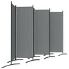 6 Panel Folding Outdoor Privacy Screen with Stable Base, 5.7FT Tall Room Divider with UV30+ Protection, Dark Grey