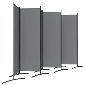 6 Panel Folding Outdoor Privacy Screen with Stable Base, 5.7FT Tall Room Divider with UV30+ Protection, Dark Grey