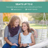 2 Seater Porch Swing Wooden Patio Swing Chair Seat with Cup Holder and Chains Outdoor Swing Bench for Garden Yard, White