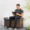 2-In-1 Outdoor Storage Bench, 29 Gallon Wicker Deck Box with Handles and Cushion, Navy Blue
