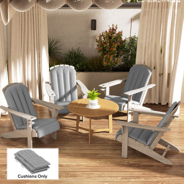Set of 4 Patio Chair Cushions, High Back Adirondack Chair Cushion with Ties, High-Density Foam, Grey