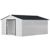 11' x 13'Garden Storage Shed w/ Foundation Kit Metal Tool Storage House w/ Double Doors, White