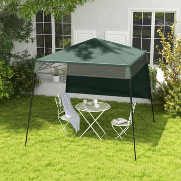 7' x 7' Pop Up Canopy Gazebo Tent with Backpack & Inclined Legs, Green