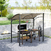 7' x 5' BBQ Grill Gazebo Tent, Garden Grill Canopy with Steel Frame and Hooks, Outdoor Sun Shade, Khaki