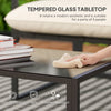 4 Piece Outdoor Furniture Set, Patio Conversation Set with Tempered Glass Table, Loveseat, 2 Chairs and Cushions, Beige