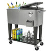 80 Quart Rolling Patio Cooler Cart with Storage Shelf, Patio Cooler with Locking Wheels, Bottle Opener & Cap Catcher