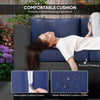 Canapé de jardin de luxe 3 places en rotin tressé pour patio, avec coussin, Blanc crème