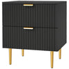 Bedside Table, Modern Nightstand with 2 Drawers, Side End Table with Metal Legs for Living Room, Bedroom