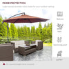 10' Deluxe Patio Umbrella, Outdoor Market Parasol, Banana Hanging Offset Sunshade with Crank, Cross Base, Coffee