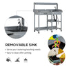 Potting Bench Table Garden Work Bench Workstation with Drawer, Removable Sink and Hooks, 45.3