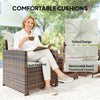 5 Piece Patio Furniture Set, Wicker Patio Chairs with Ottomans, 2-Tier Glass Coffee Table and Cushions