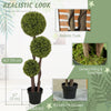 45 Inch Potted Fake Plant, Artificial Boxwood Topiary Tree, Triple Ball Tree for Indoor and Outdoor, Green
