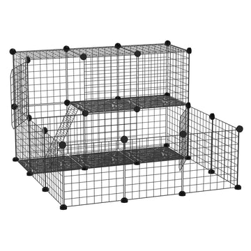 Small Animal Cage Rabbit Cage with Door, Guinea Pig Playpen, Small Animal Fence for Bunny, Chinchilla, Freret, Chinchilla, Indoor and Outdoor Use, Total 31 Panels, 41.3