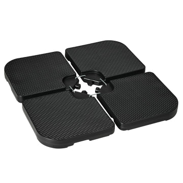 4PCs Cantilever Umbrella Base Weights for Offset Banana Parasol, HDPE Water or Sand Filled Patio Umbrella Weights for Cross Base Stand with Built-in Handles, Black