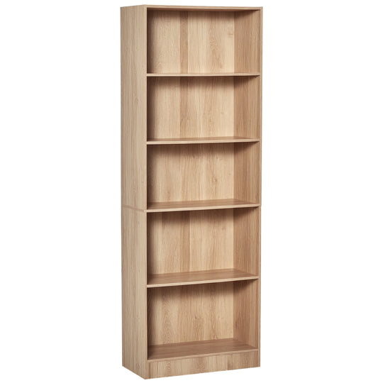 5-Tier Bookcase, Storage Bookshelf with Adjustable Shelves, Display Shelves for Living Room, Home Office, Nature Wood