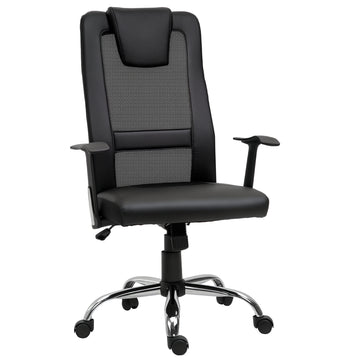 Ergonomic Office Chair with Thick Padded Headrest, Mesh Computer Desk Chair with Tilt Function, Armrest, Black