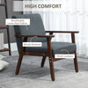Modern Accent Chairs with Cushioned Seat, Upholstered Linen-Feel Armchair for Bedroom, Living Room, Dark Gray