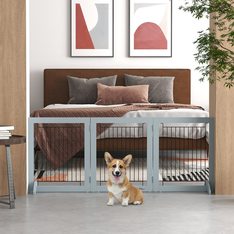 Freestanding Pet Gate, Folding Dog Gate with 2 Support Feet, 24