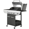 4 Burner Propane Gas Grill with Side Burner, 53,000 BTU BBQ Grill with Cast Iron Grates, Wheels, Warming Rack, Cabinet