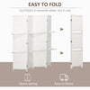 4 Panel Room Divider with Shelves, 6 FT Freestanding Folding Privacy Screen, Partition Wall Divider for Bedroom, White