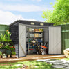 8 x 4FT Galvanized Garden Storage Shed, Metal Outdoor Shed with Double Doors and 2 Vents