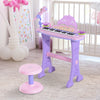 Qaba Kids Piano Electronic Keyboard Instrument with Microphone and Stool 32 Keys Musical Toy Organ Educational Gift for Children Pink
