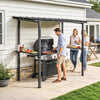 9' x 6' Hardtop Grill Gazebo, BBQ Gazebo with 2 Side Shelves and Galvanized Metal Slope Roof, Black