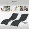 Pool Chaise Lounge Chairs Set of 2, S-shaped Foldable Outdoor Chaise Lounge Chair Reclining for Patio Beach Garden With 264lbs Weight Capacity, Black