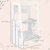 Qaba Toddler Kitchen Helper 2 Step Stool with Adjustable Height Platform and Safety Rail, White