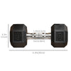 Soozier 2 x 20lbs Rubber Dumbbells Weight Set, Dumbbell Hand Weight for Body Fitness Training for Home Office Gym, Black
