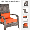Patio Wicker Adirondack Chair, Outdoor PE Rattan Fire Pit Chair, Muskoka Chair w/ Soft Cushions, Tall Curved Backrest and Comfortable Armrests for Deck Garden, Orange