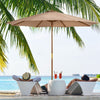 10' x 8' Wooden Patio Umbrella, Garden Parasol, Outdoor Sunshade Canopy with Bamboo Rib for Outdoor, Khaki