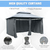 13'L x 10'W x 8.7'H Patio Gazebo Outdoor 2-Tiers Garden Canopy Yard Sunshade Shelter with Curtains, Grey