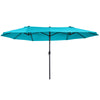 15ft Double-sided Patio Umbrella with Twin Canopy, Extra Large Outdoor Parasol with Crank for Pool, Deck, Market, Sky Blue