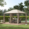 13'x 10' Soft-top Steel Patio Gazebo Canopy Party Tent with 6 Removable Curtains and Drainage Holes