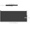 13' x 5' Retractable Side Awning, Outdoor Privacy Screen for Garden, Hot Tub, Balcony, Terrace, Pool, Black